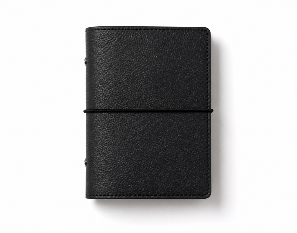 Black A7 pocket PU leather six-ring planner cover