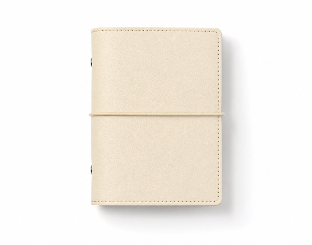 Cream A7 pocket PU leather six-ring planner cover