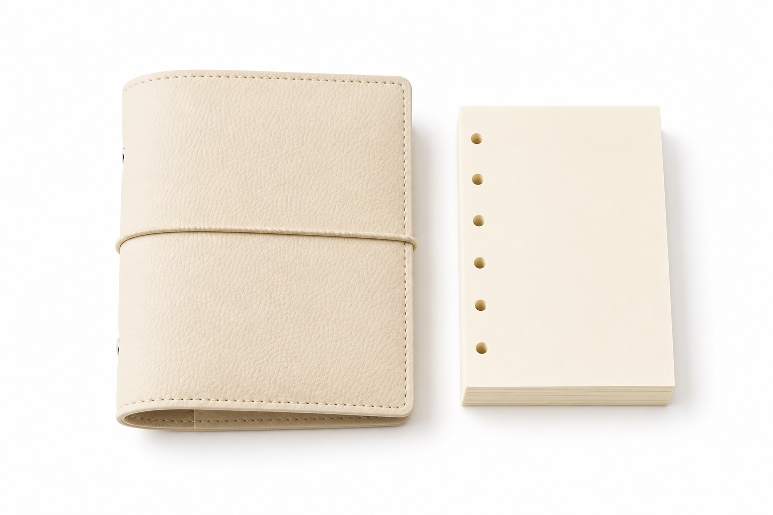 Cream A7 planner cover with 50 refill pages