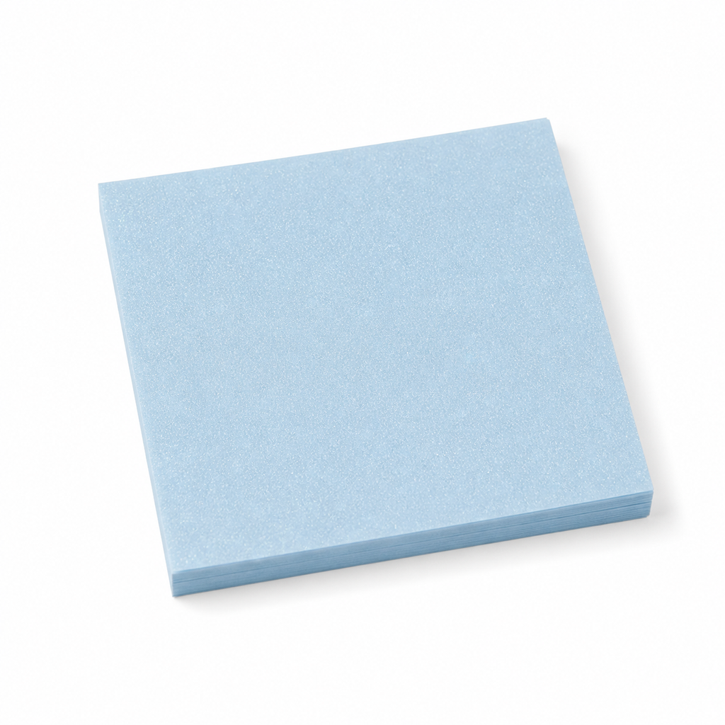Sky blue pearl glitter transparent sticky notes in a medium square shape