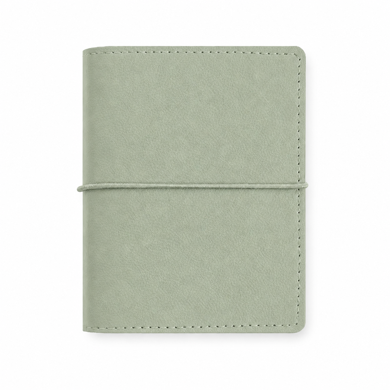 Soft Green M5 Wide five-ring planner cover with elastic closure on a white background