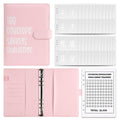 Soft Pink A5 100 envelope savings challenge binder on a white background