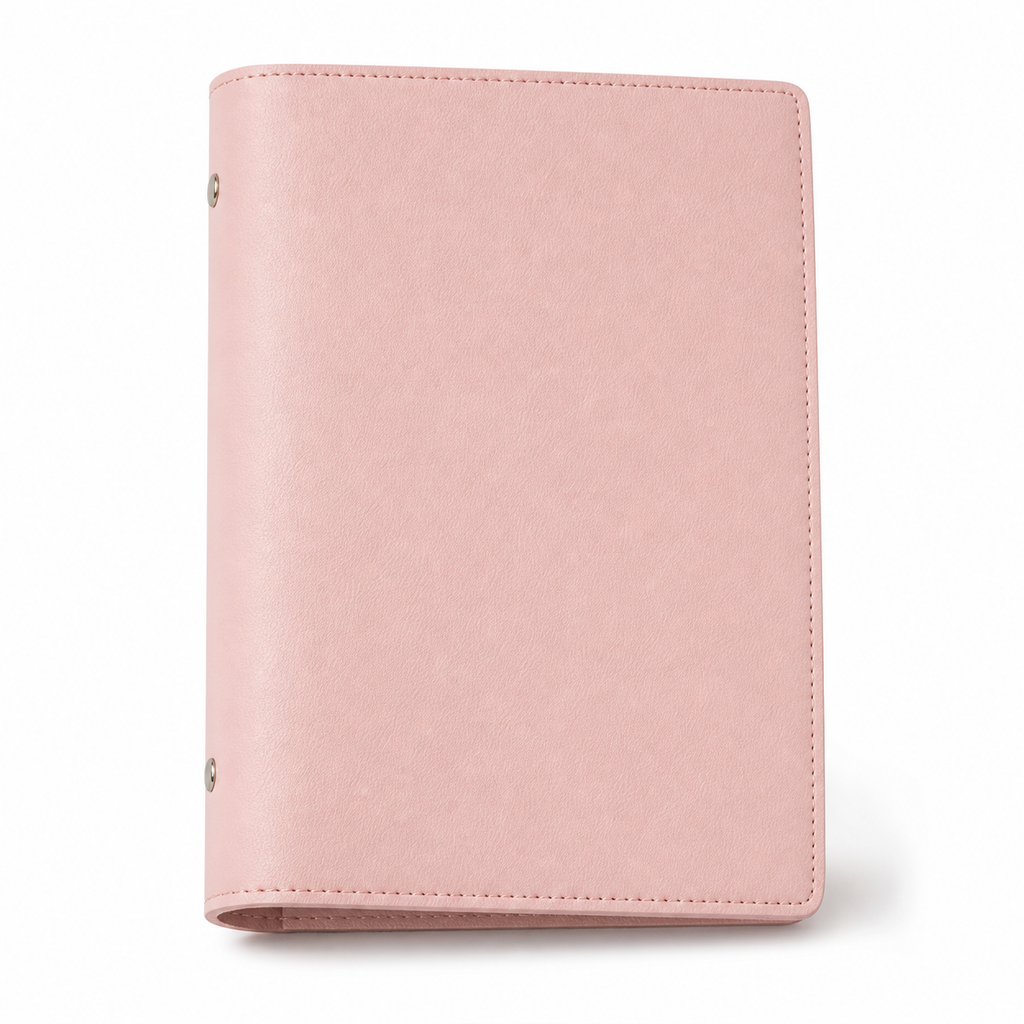 Soft Pink A5 PU leather six-ring planner cover