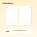 Soft ruled notes planner inserts in JOYJOY M5 size, 67 x 105 mm, five hole, 50 sheets