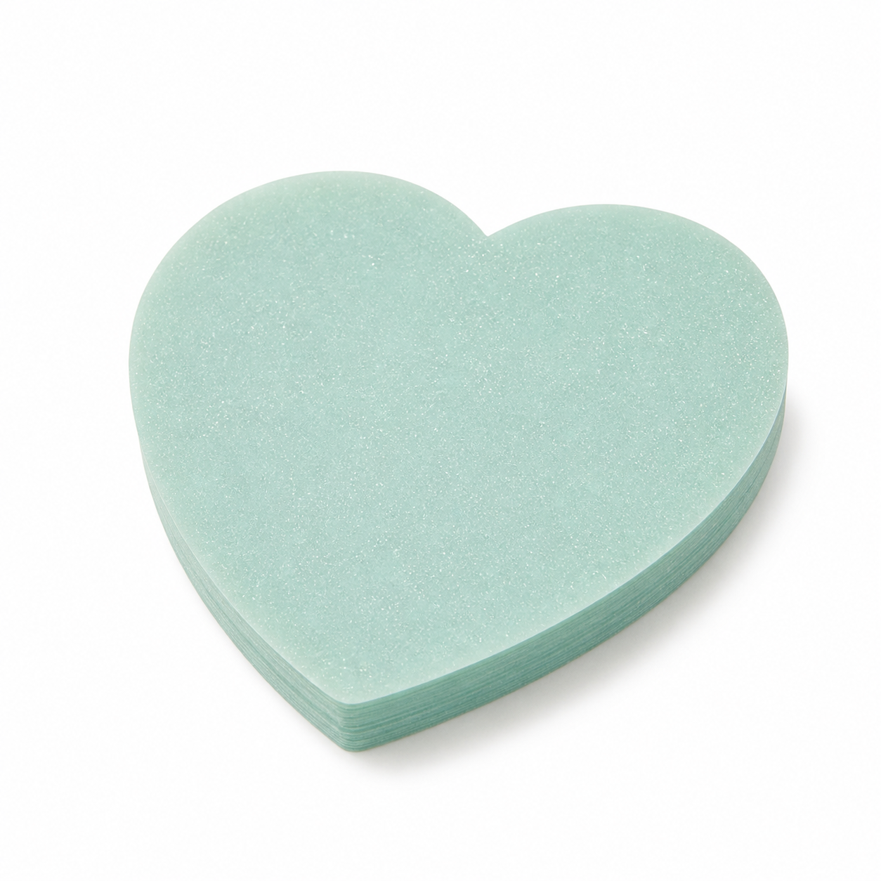 Spring green pearl glitter transparent sticky notes in a heart shape