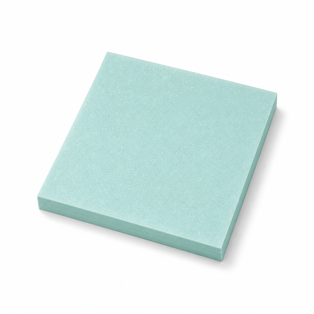 Spring green pearl glitter transparent sticky notes in a medium square shape