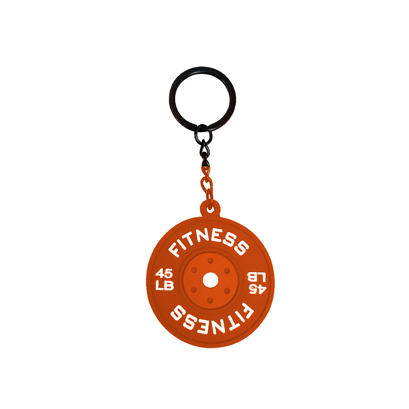 Orange gym weight plate planner charm on a white background