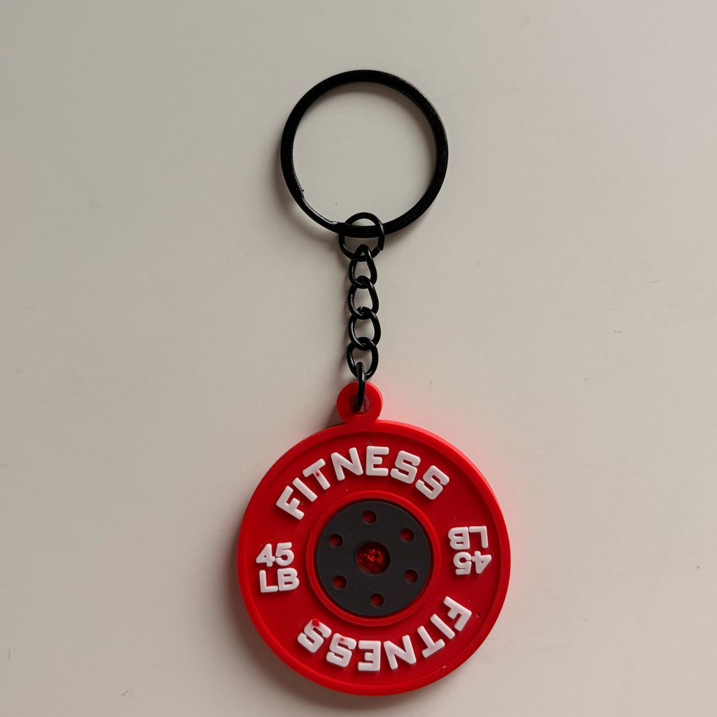 Red gym weight plate planner charm real product photo