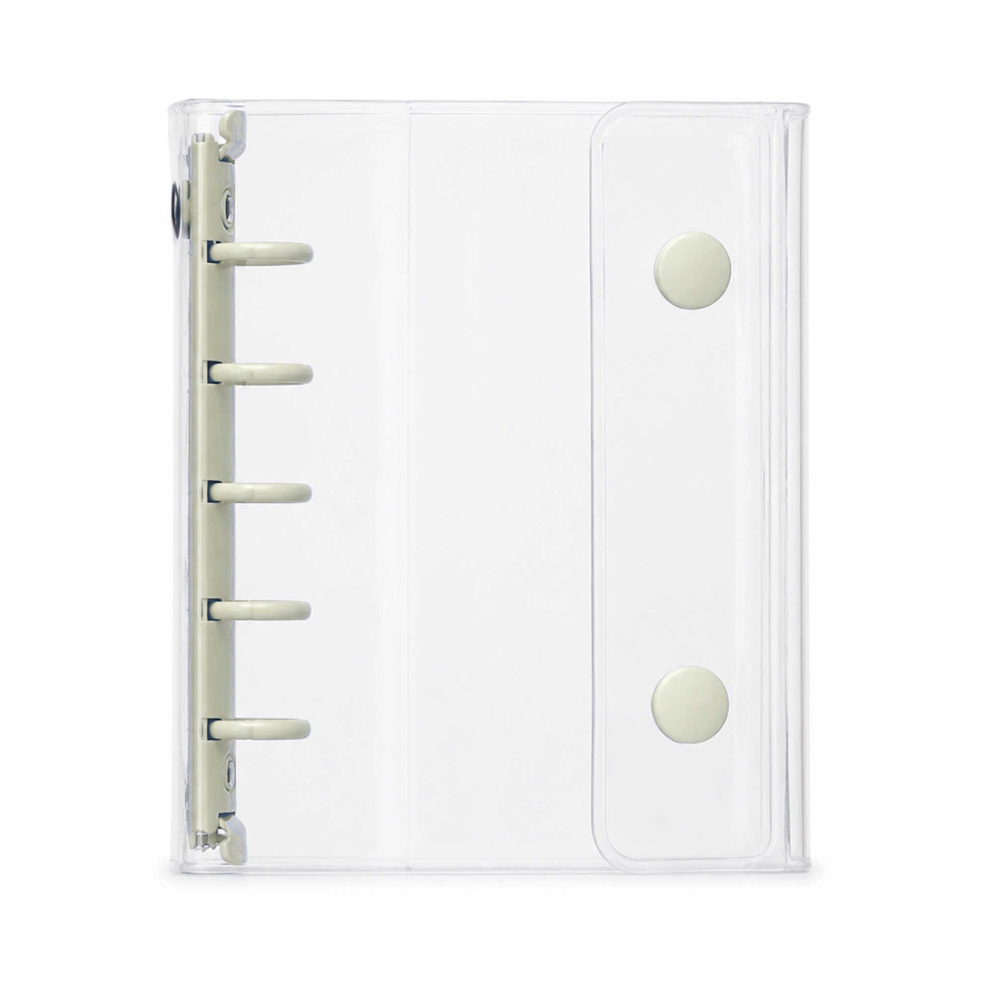White M5 Clear Double-Snap 5-Ring Planner Binder Cover on a white background