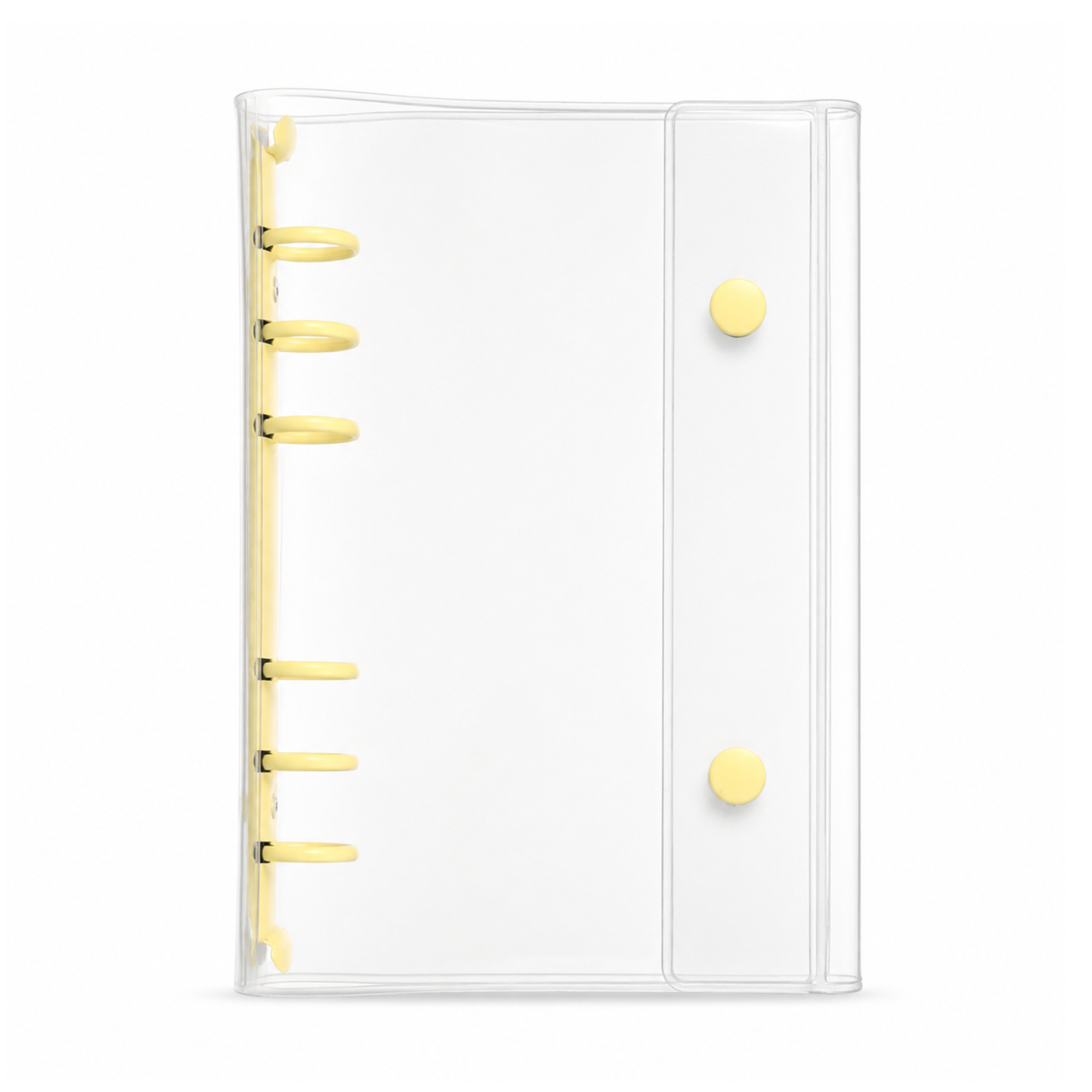 Yellow A6 Clear Double-Snap 6-Ring Planner Binder Cover on a white background